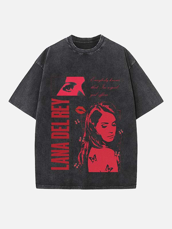 Lana Del Rey Print Round Neck T-shirt