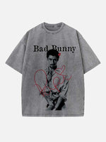 Bad Bunny Print Round Neck T-shirt
