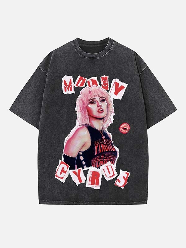 Miley Cyrus Print Round Neck T-shirt