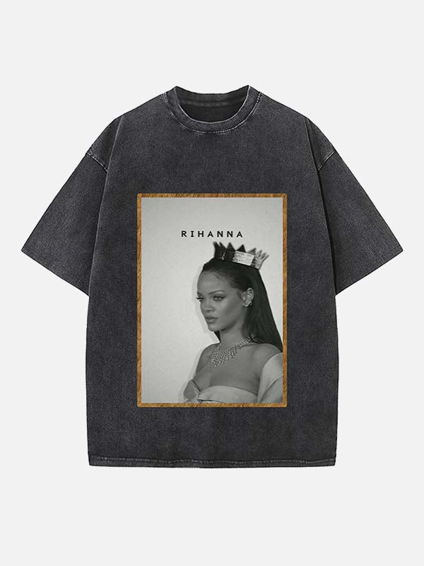 Rihanna Print Round Neck T-shirt