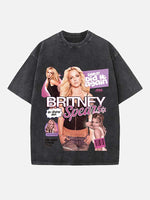 Britney Spears Print Round Neck T-shirt