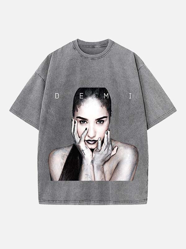 Demi Lovato Print Round Neck T-shirt