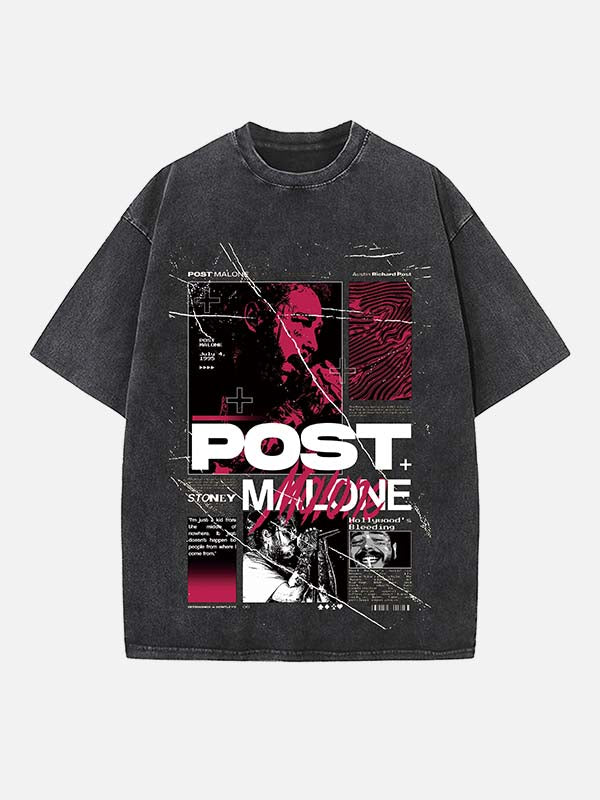 Post Malone Print Round Neck T-shirt