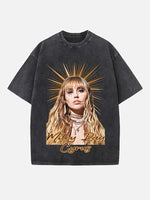 Miley Cyrus Print Round Neck T-shirt
