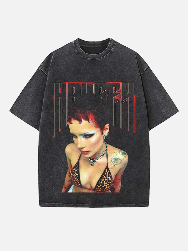 Halsey Print Round Neck T-shirt