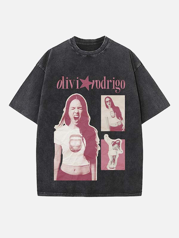 Olivia Rodrigo Print Round Neck T-shirt