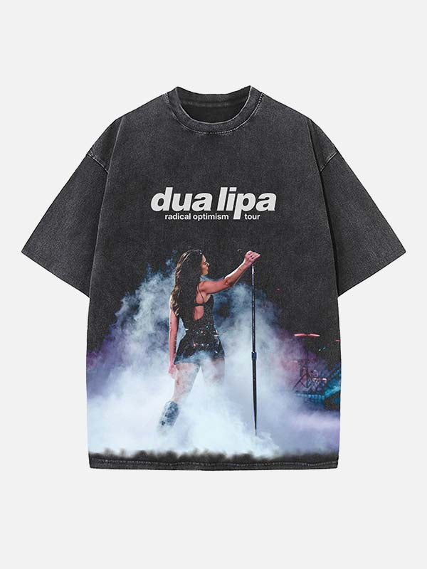 Dua Lipa Print Round Neck T-shirt