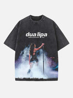 Dua Lipa Print Round Neck T-shirt