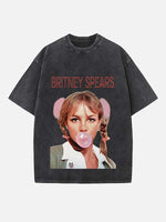 Britney Spears Print Round Neck T-shirt