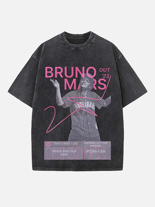 Bruno Mars Print Round Neck T-shirt