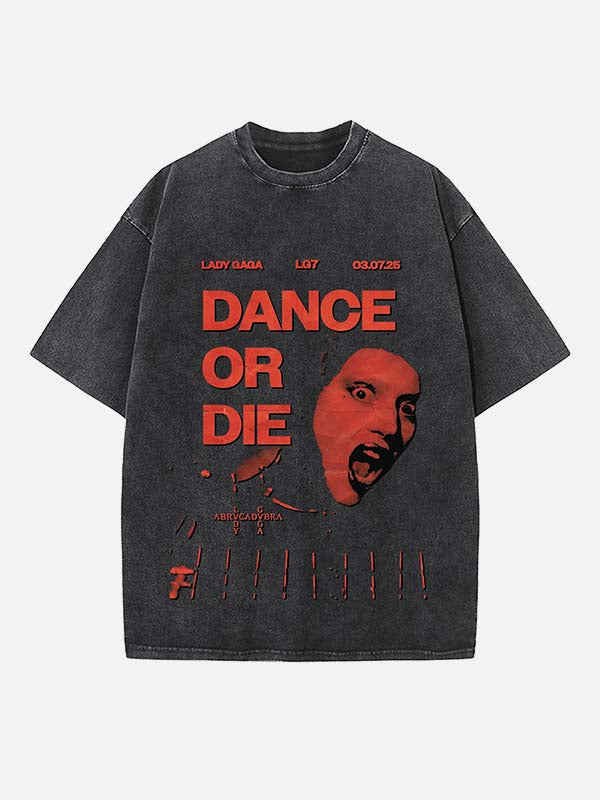 Lady Gaga Print Round Neck T-shirt