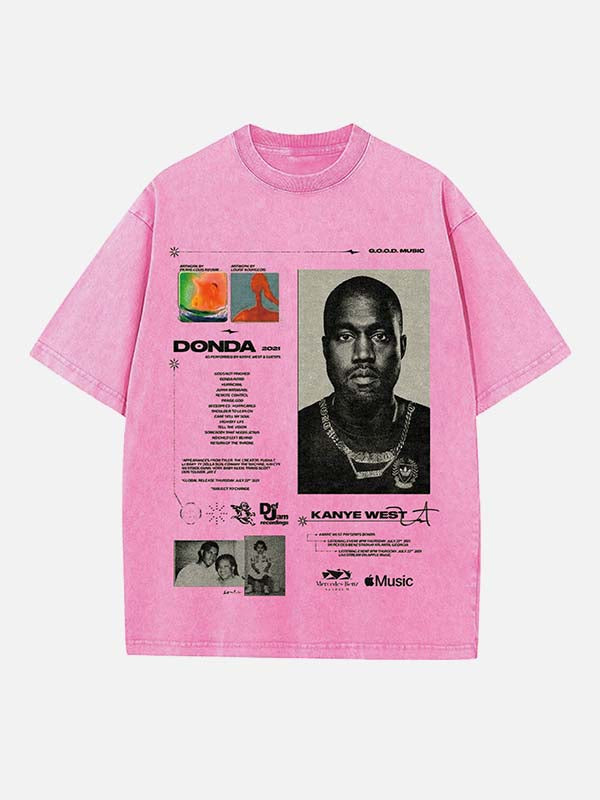Kanye West Print Round Neck T-shirt