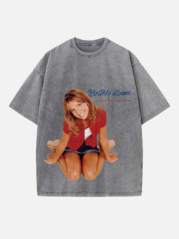 Britney Spears Print Round Neck T-shirt