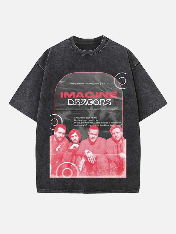 Imagine Dragons Print Round Neck T-shirt