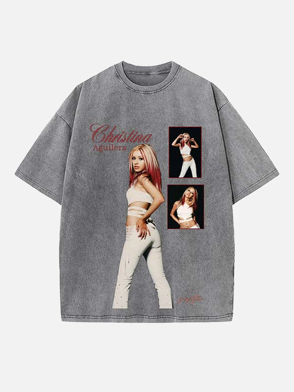 Christina Aguilera Print Round Neck T-shirt