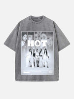 LE SSERAFIM Print Round Neck T-shirt