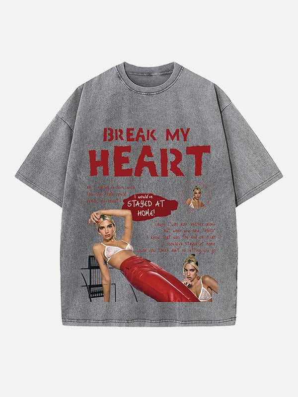 Dua Lipa Print Round Neck T-shirt