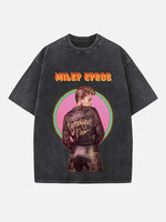 Miley Cyrus Print Round Neck T-shirt