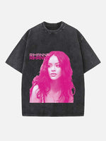 Rihanna Print Round Neck T-shirt