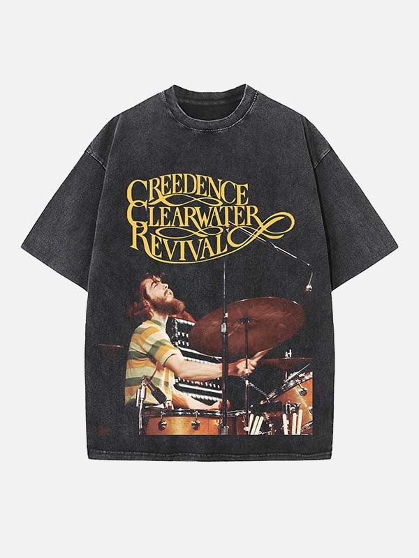 Creedence Clearwater Revival Print Round Neck T-shirt