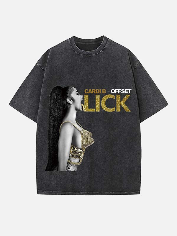 Cardi B Print Round Neck T-shirt