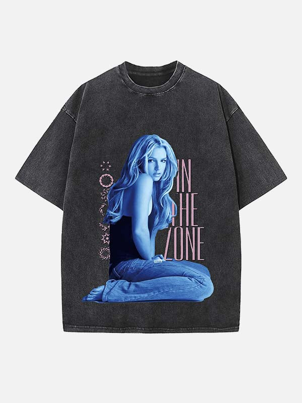 Britney Spears Print Round Neck T-shirt