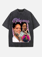 Rihanna Print Round Neck T-shirt