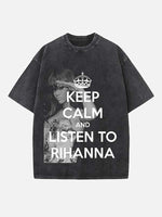 Rihanna Print Round Neck T-shirt
