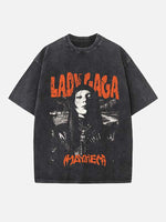 Lady Gaga Print Round Neck T-shirt