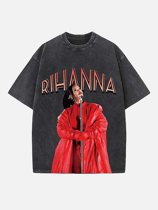 Rihanna Print Round Neck T-shirt