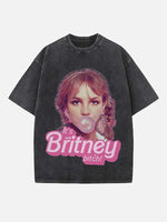 Britney Spears Print Round Neck T-shirt