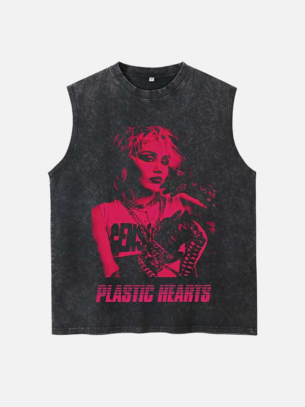 Miley Cyrus Print Round Neck Tank