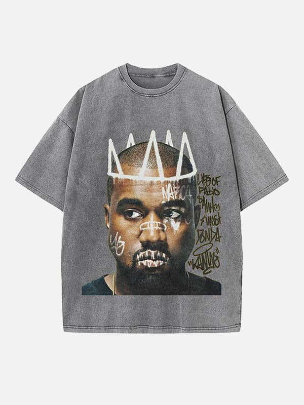 Kanye West Print Round Neck T-shirt