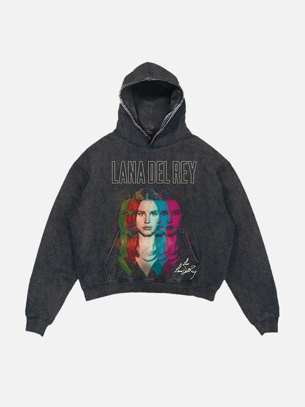 Lana Del Rey Print Slant Pockets Hoodie