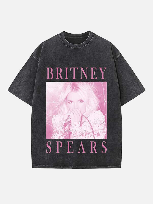 Britney Spears Print Round Neck T-shirt