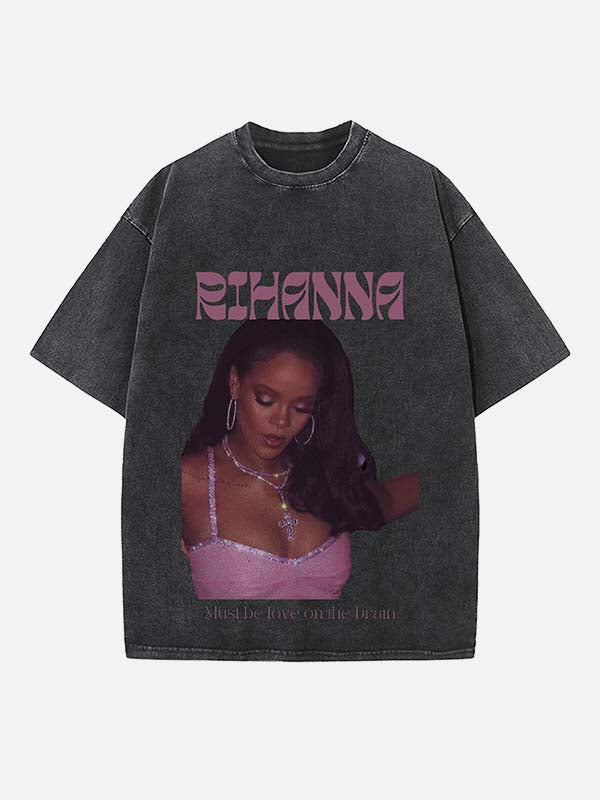 Rihanna Print Round Neck T-shirt