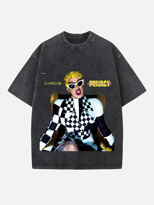 Cardi B Print Round Neck T-shirt