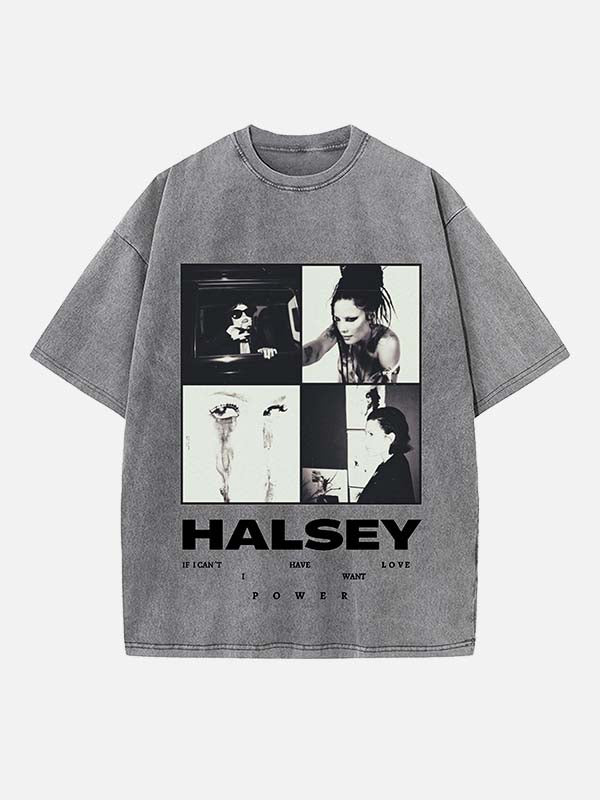 Halsey Print Round Neck T-shirt