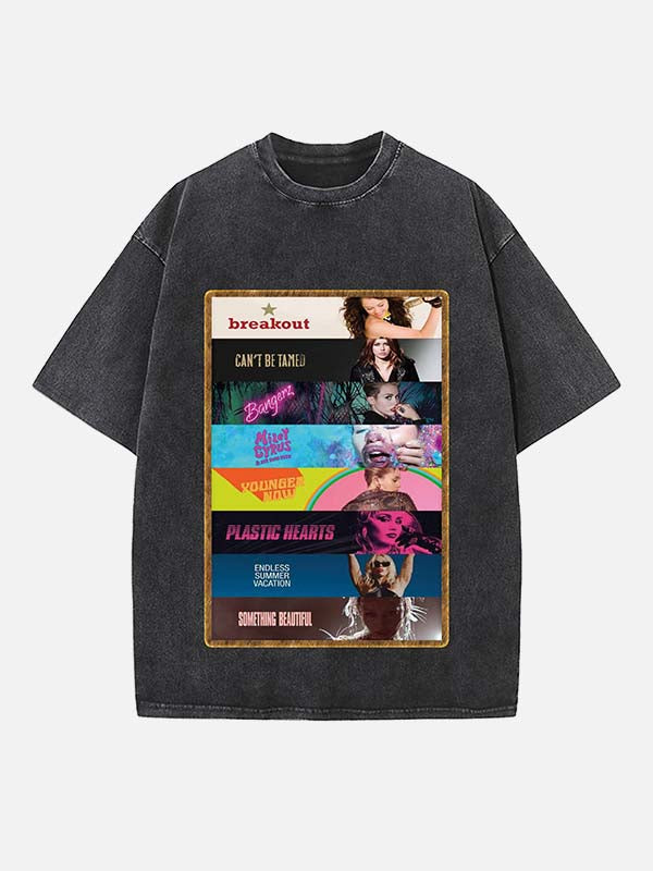 Miley Cyrus Print Round Neck T-shirt