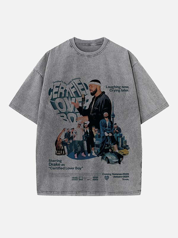 Drake Print Round Neck T-shirt