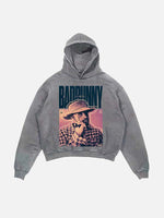 Bad Bunny Print Slant Pockets Hoodie