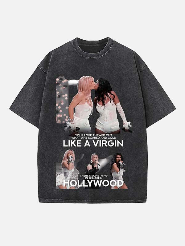 Britney Spears Print Round Neck T-shirt