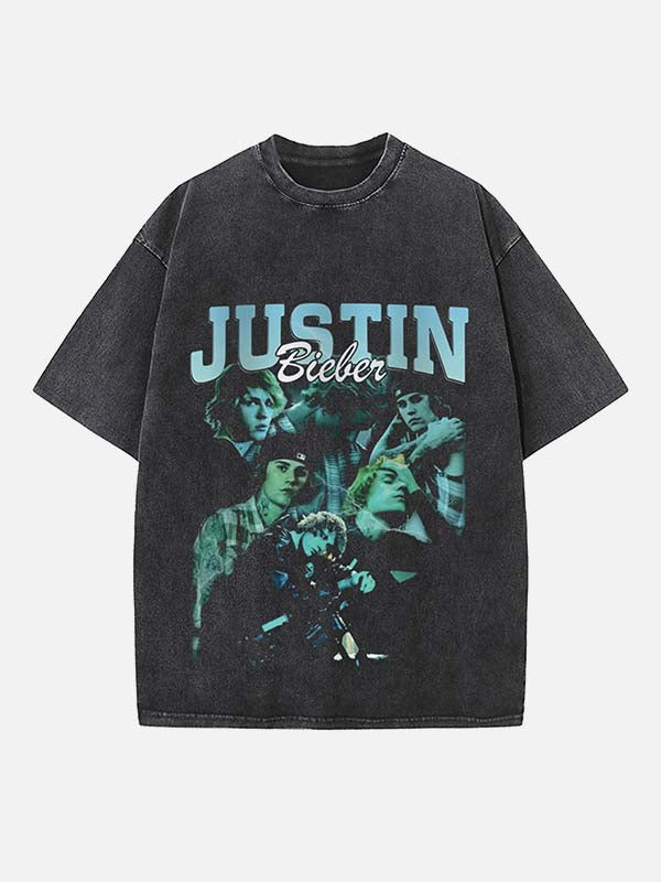 Justin Bieber Print Round Neck T-shirt