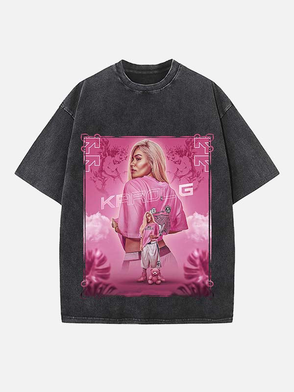 Karol G Print Round Neck T-shirt