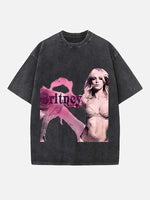 Britney Spears Print Round Neck T-shirt