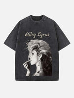 Miley Cyrus Print Round Neck T-shirt