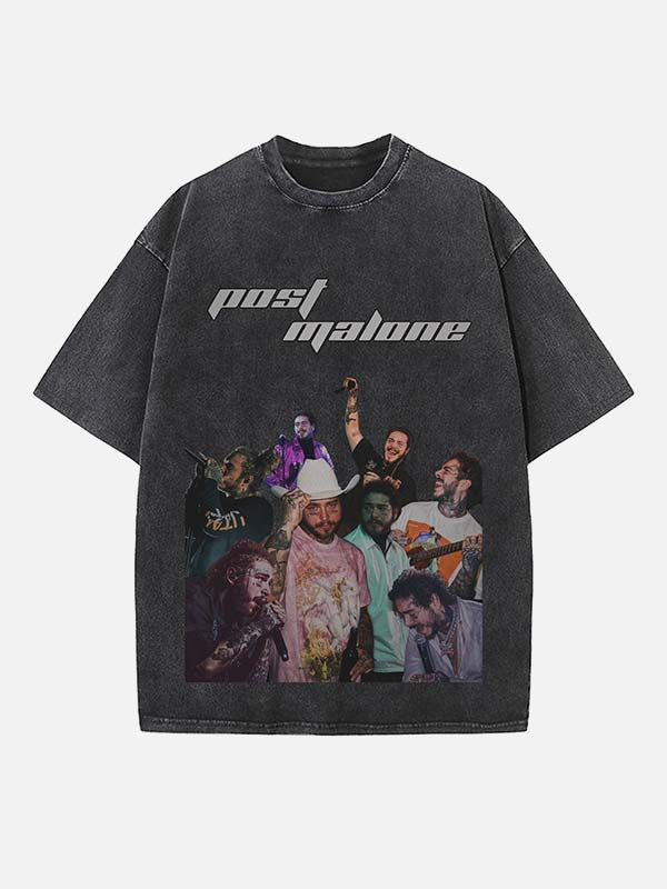 Post Malone Print Round Neck T-shirt