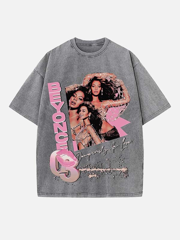 Beyoncé Print Round Neck T-shirt
