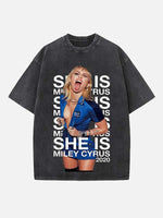 Miley Cyrus Print Round Neck T-shirt