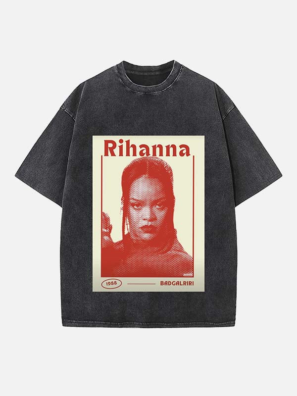 Rihanna Print Round Neck T-shirt